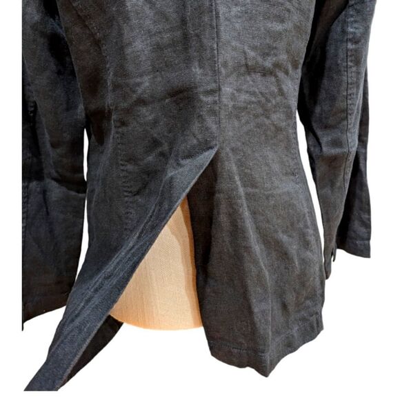 Eileen Fisher Women's Black 100% Irish Linen Button Long Sleeve Shirt Size S/P - Picture 6 of 8